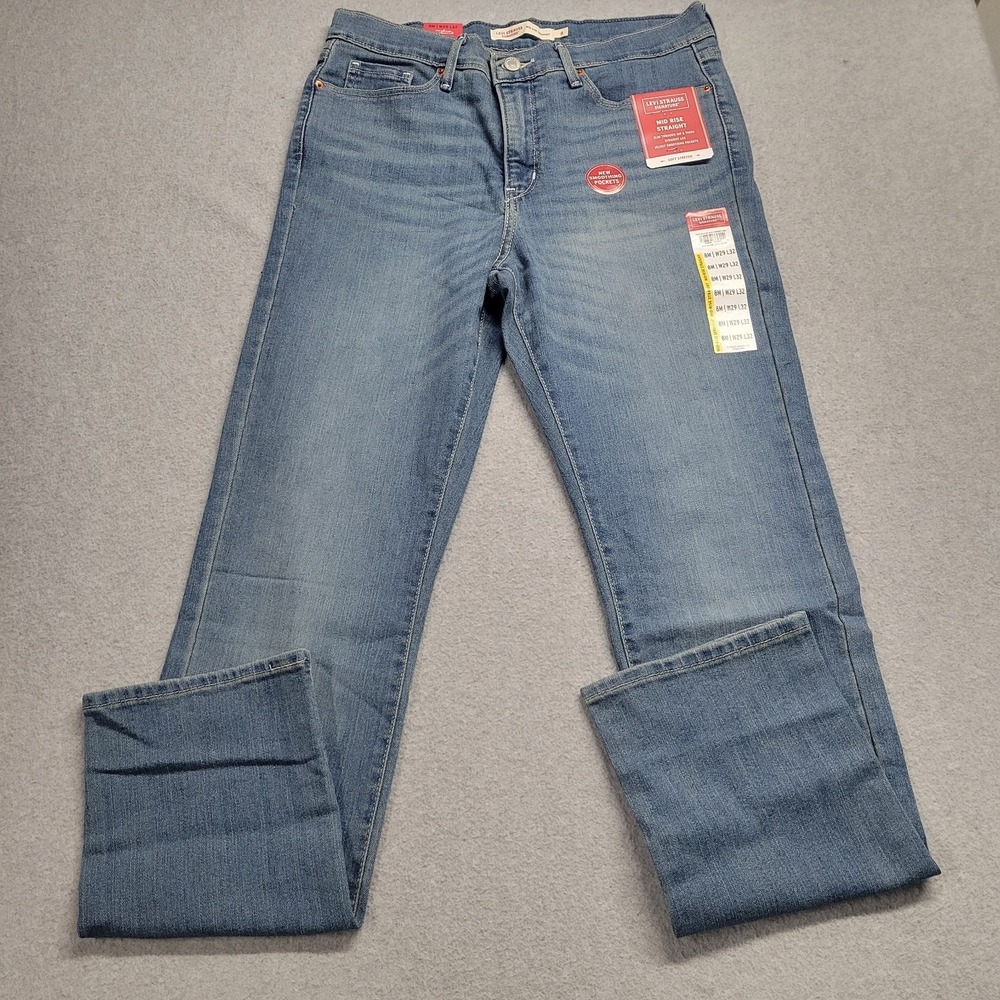 Signature By Levi Strauss Women's Mid-Rise Kick Straight Stretch Jeans Size 8